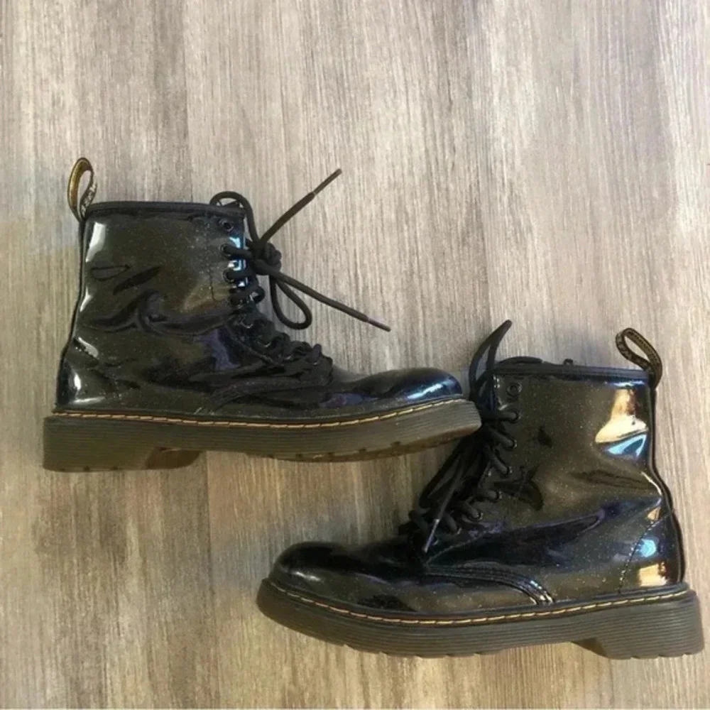 Dr. Martens 1460 Black Glitter J Lace Up Combat Boots‎ Junior US Size 3 EU 34