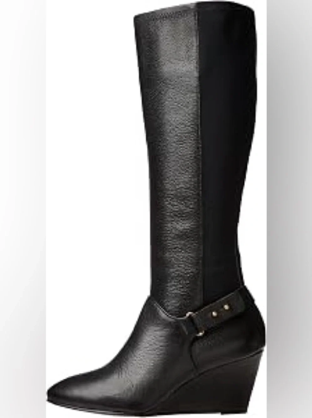 Steve Madden Jaden Black Leather Knee High Boot with wedge size 8 women's