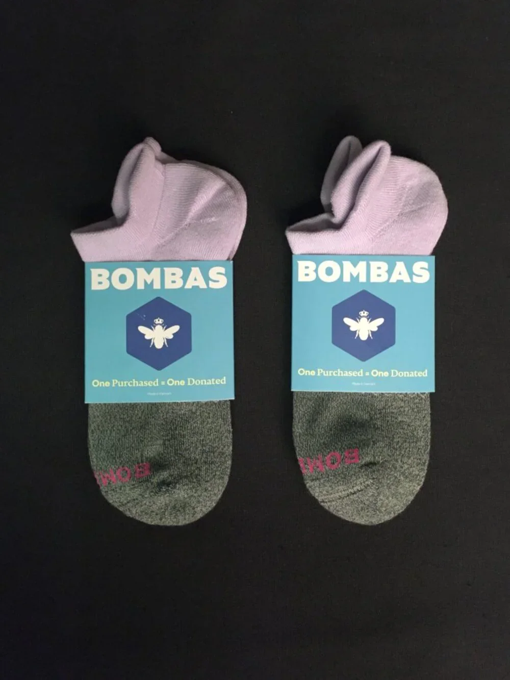 BOMBAS Women's Marl Cotton Blend Ankle Socks Size 8-10.5US- Soft Lavender - NWT