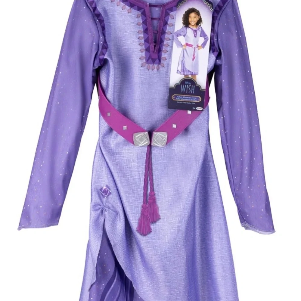 Disney Wish Asha Costume Dress Girls‎ 4–6X Purple Long Sleeve Belted NWT