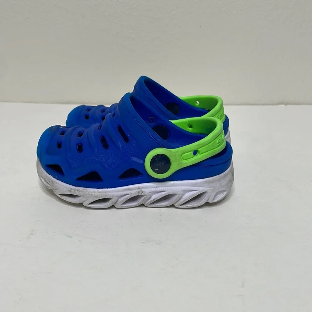 Skechers‎ Infant Slip On Sandals sz 6 Blue Bottom Lights