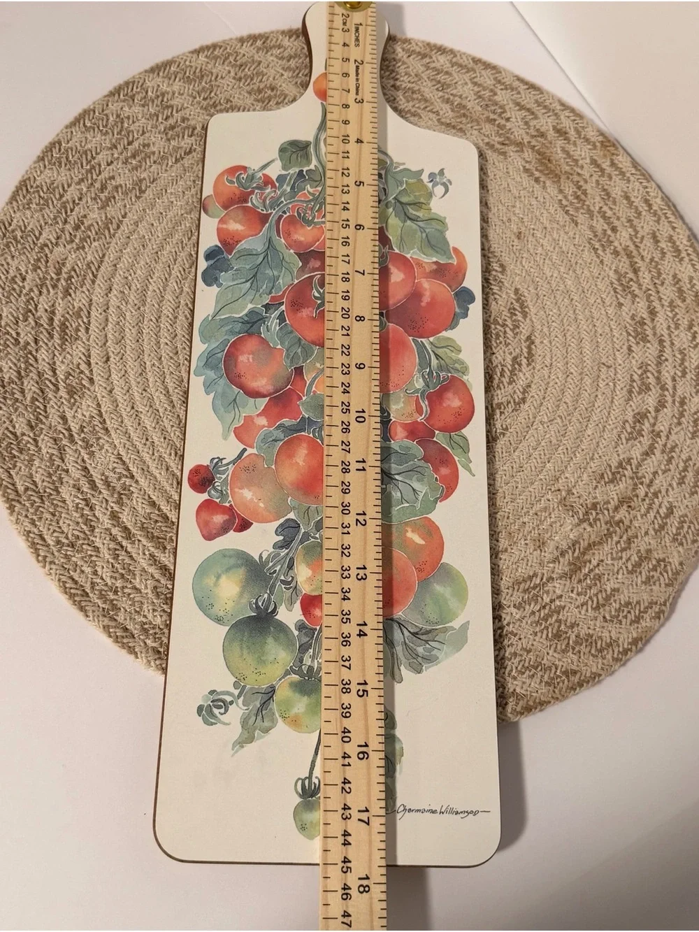 Vintage Charmaine Williamson Tomato Vine Cutting Board Retro Kitchen Wall Decor