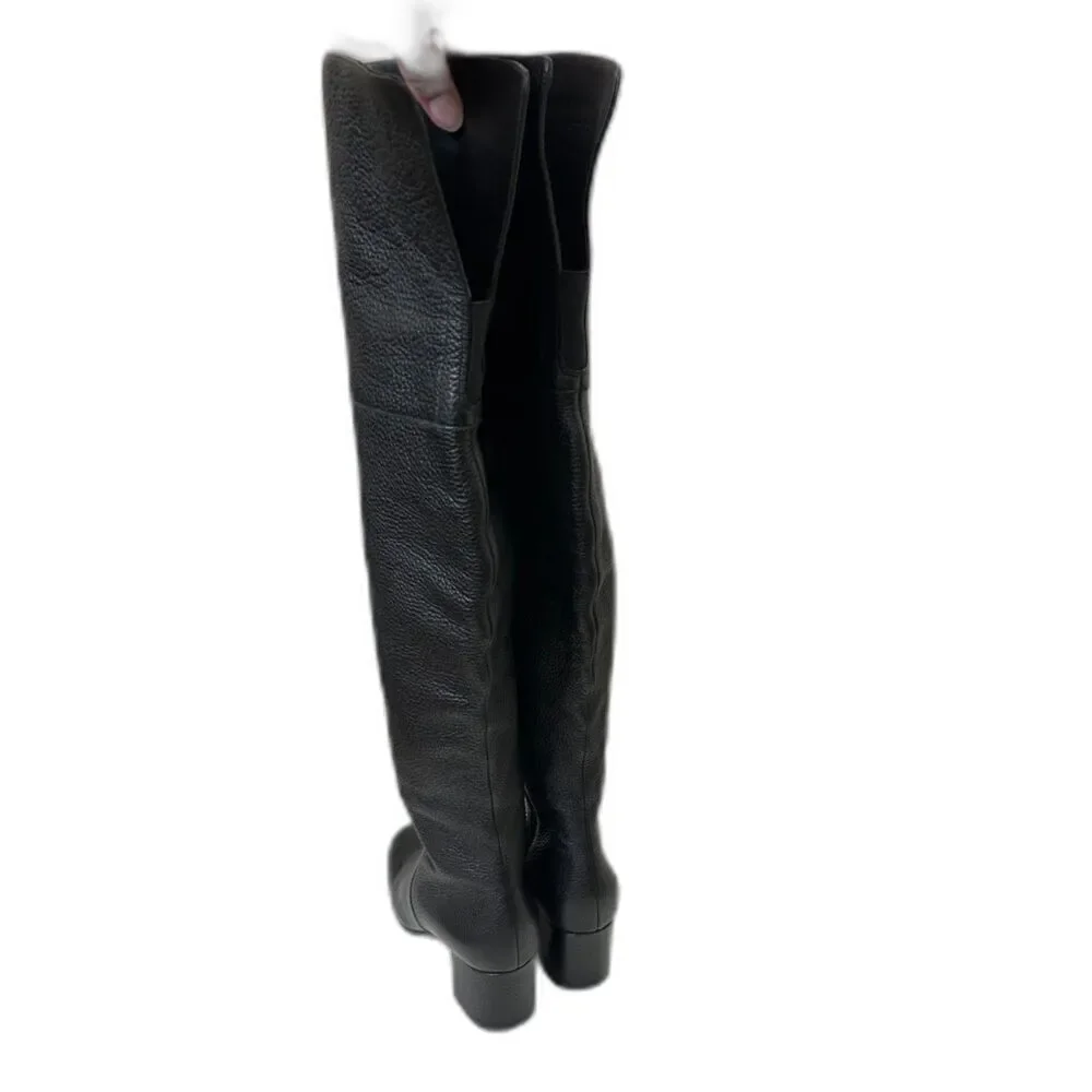 Via Spiga Finley Black Leather Tall Over the Knee Block Heel Boots - Sz 5.5M