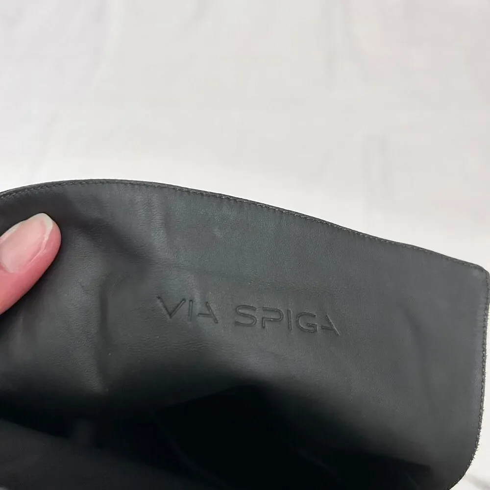 Via Spiga Finley Black Leather Tall Over the Knee Block Heel Boots - Sz 5.5M