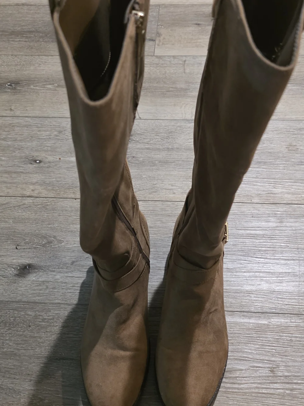 Liz Claiborne Women's Tan Suede Riding Boots with Buckle