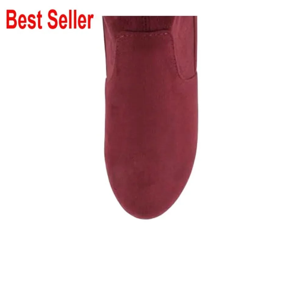 Round Toe Over the Knee Boots with Drawstring Closure, Block Heel