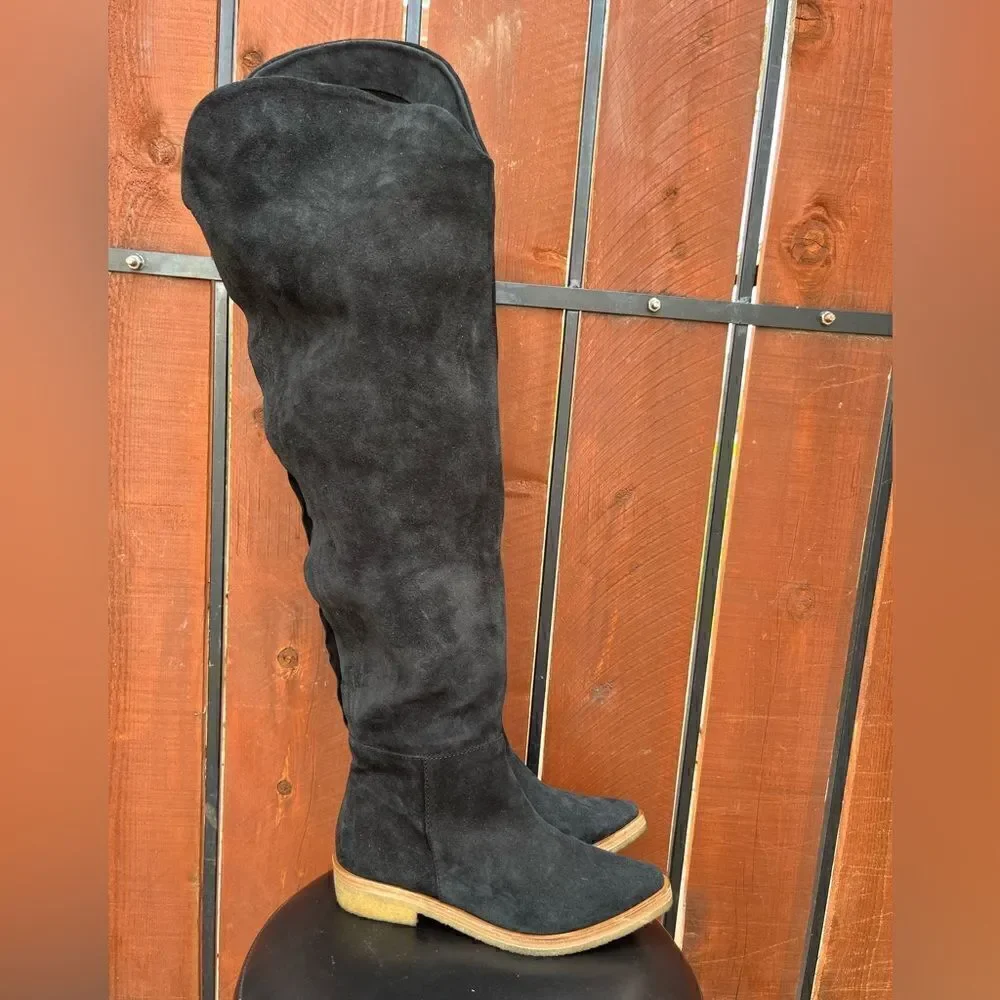 Free People Banks Over-The-Knee Boots Black Suede