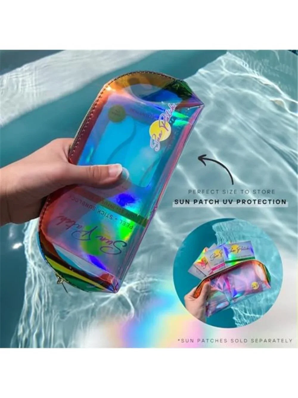 Clear Iridescent Holographic Makeup Bag, 1pc Travel Cosmetic Pouches with