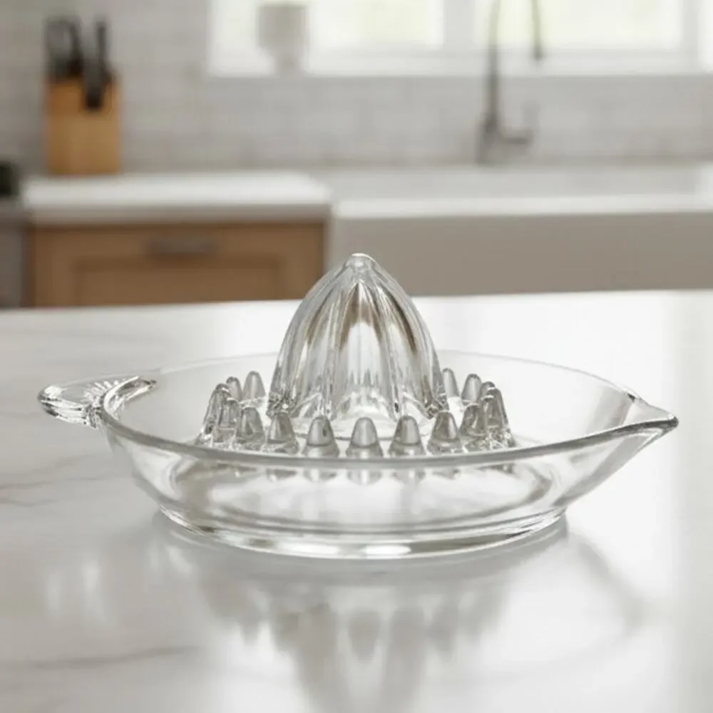 Vintage Made in Italy Glass Citrus Juicer Reamer Seed Dam Hobnail Retro Kitchen