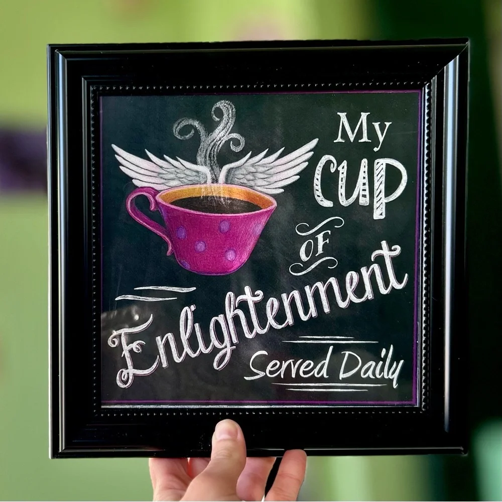 Framed Kitchen Coffee Lovers Angel Wing Wall Home Decor Art Display