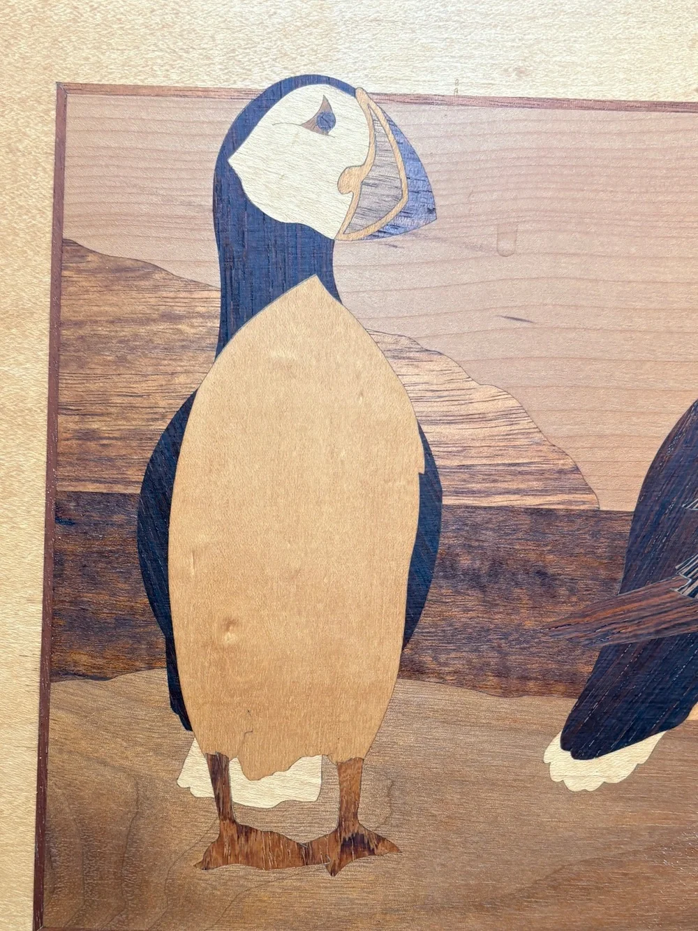 Hudson River Inlay Wood Marquetry Puffin Jeff Nelson 16” x 13”