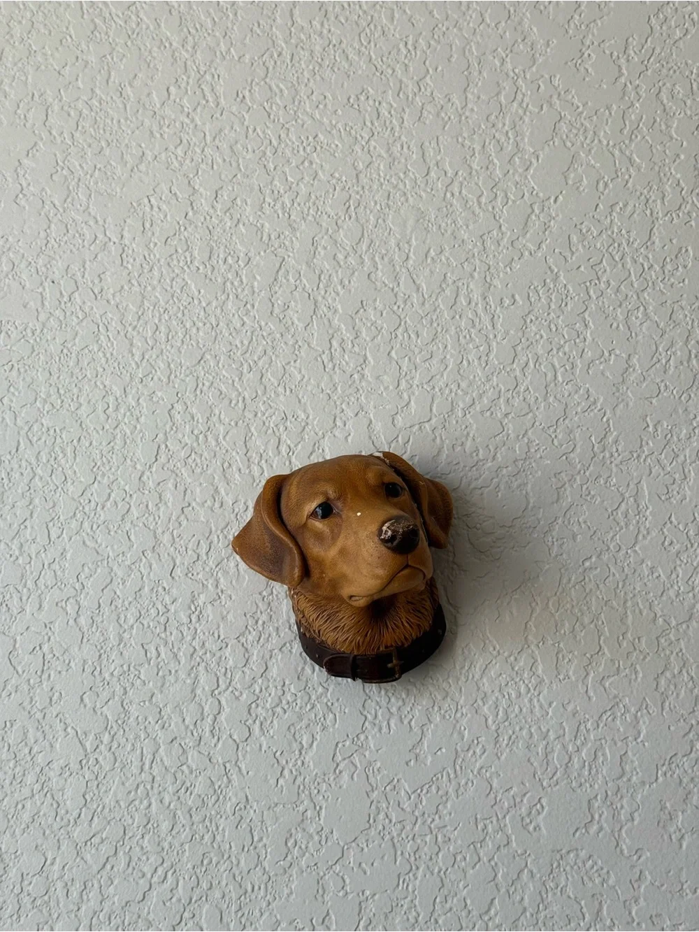 Brown Dog Head Bust Figurine Collar Resin Matte Finish Small 3D Effect