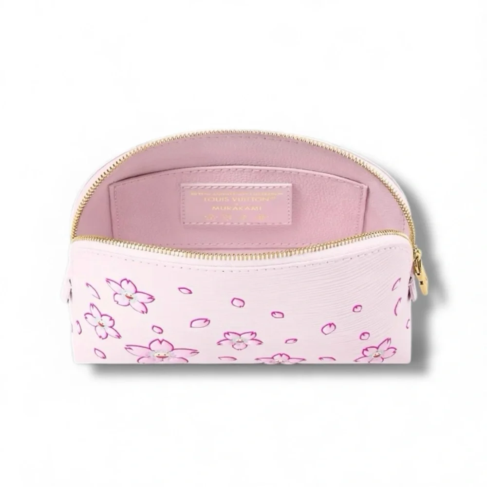 🆕💗LV x MURAKAMI Epi-Grained Leather Cosmetic Pouch Cherry Blossom • SAKURA PINK