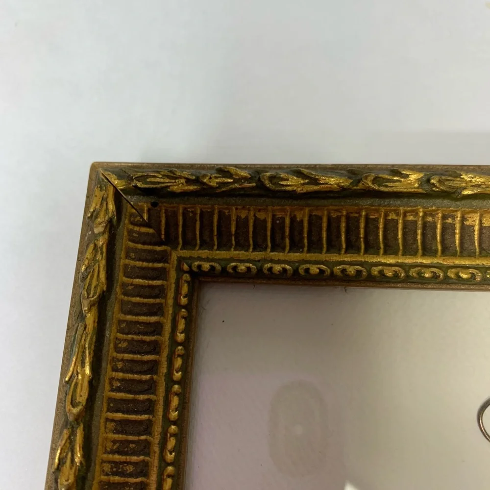 Gold Frame Little Black Dress Hanger Paper Art Collage Mini Frame Signed 8 1/2”