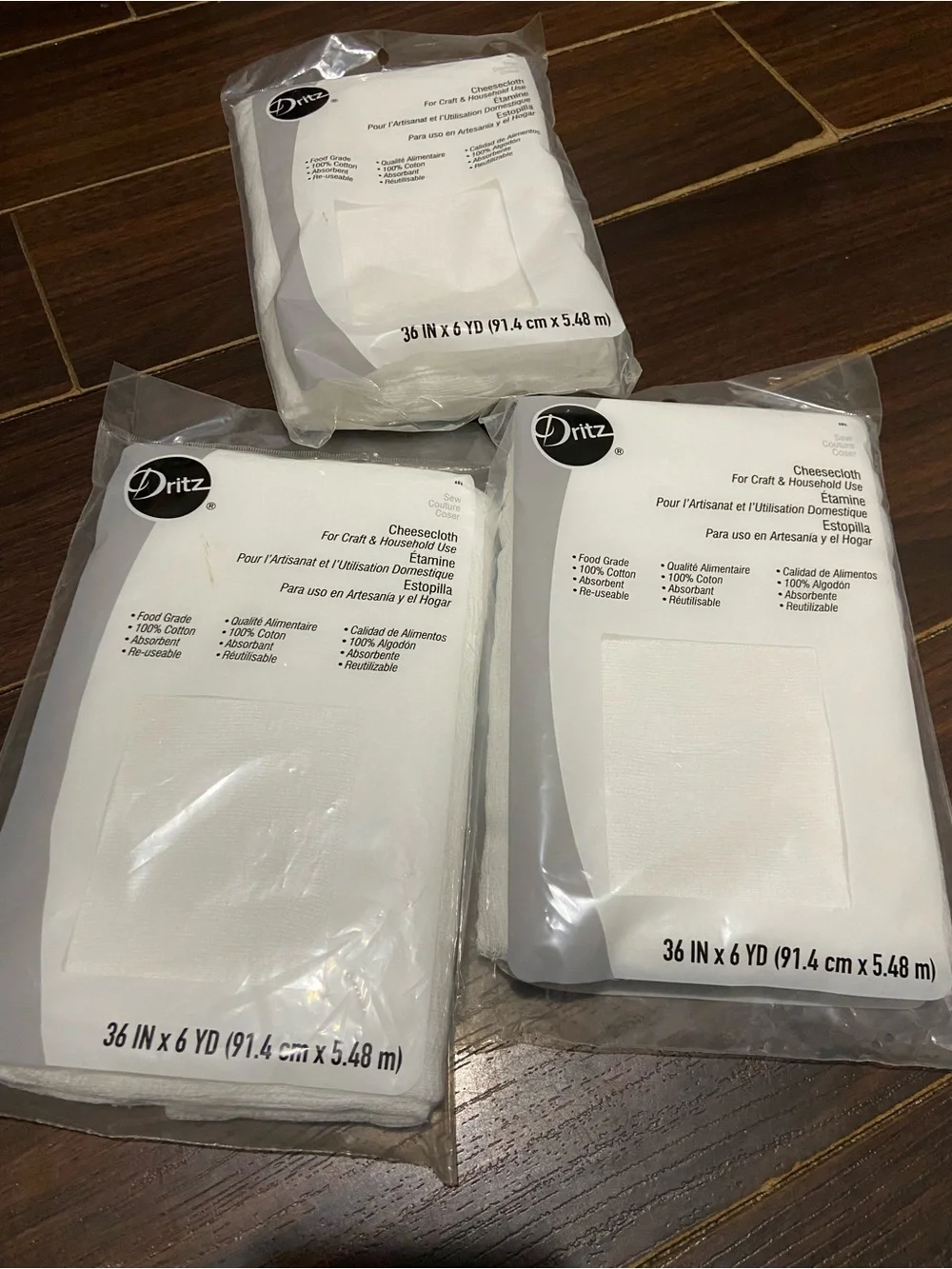 Dritz 606 Cheesecloth Food Grade #9 36-In x 6Yards Each White Cheese Cloth 3 PK