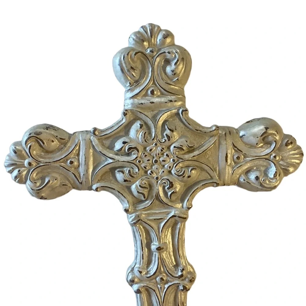 Beautiful White Wash Faux Cross Vintage  Spiritual Great Condition!