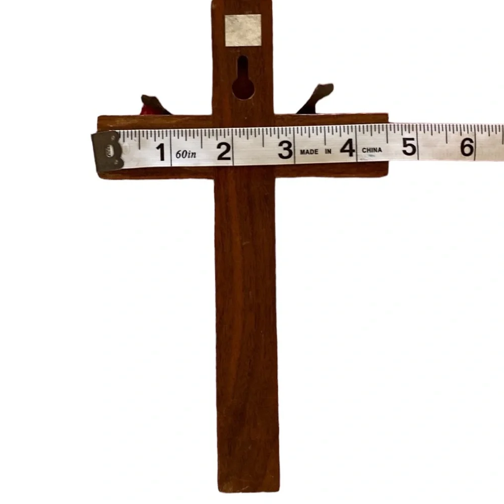 Vintage Jesus on a Wooden Cross Made with Pewter