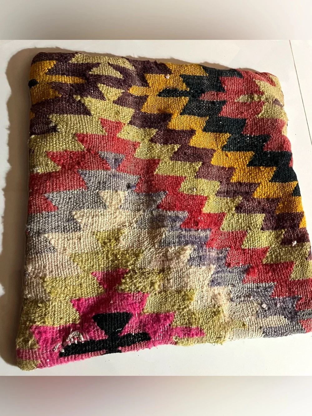 Vintage Handmade Turkish Kilim Flatweave Accent Pillow Cover