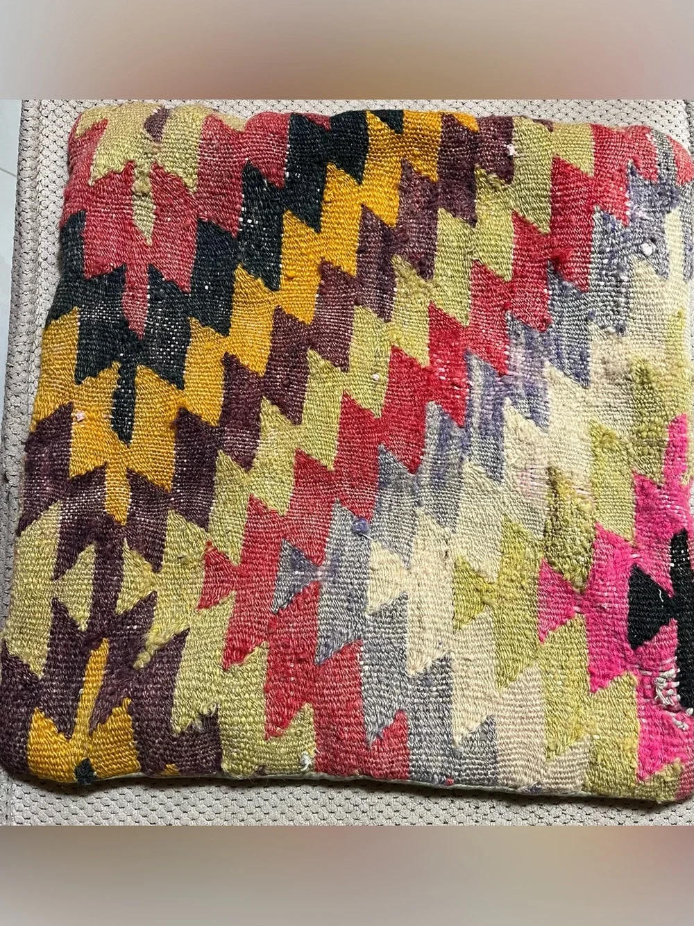Vintage Handmade Turkish Kilim Flatweave Accent Pillow Cover