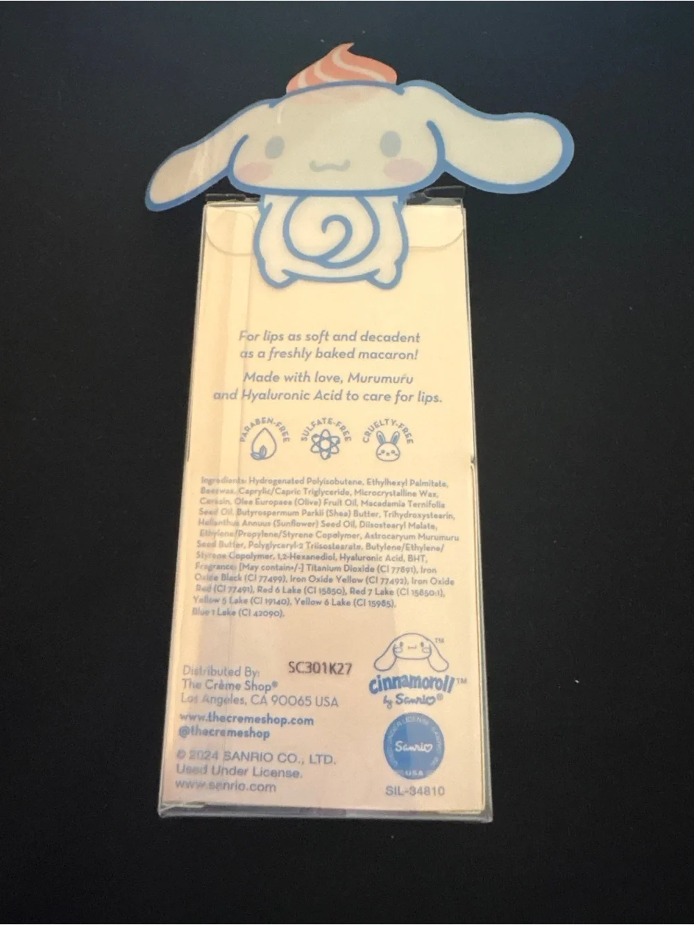 The Crème Shop x Cinnamoroll Macaron Lip Balm Peach Mousse Limited Edition