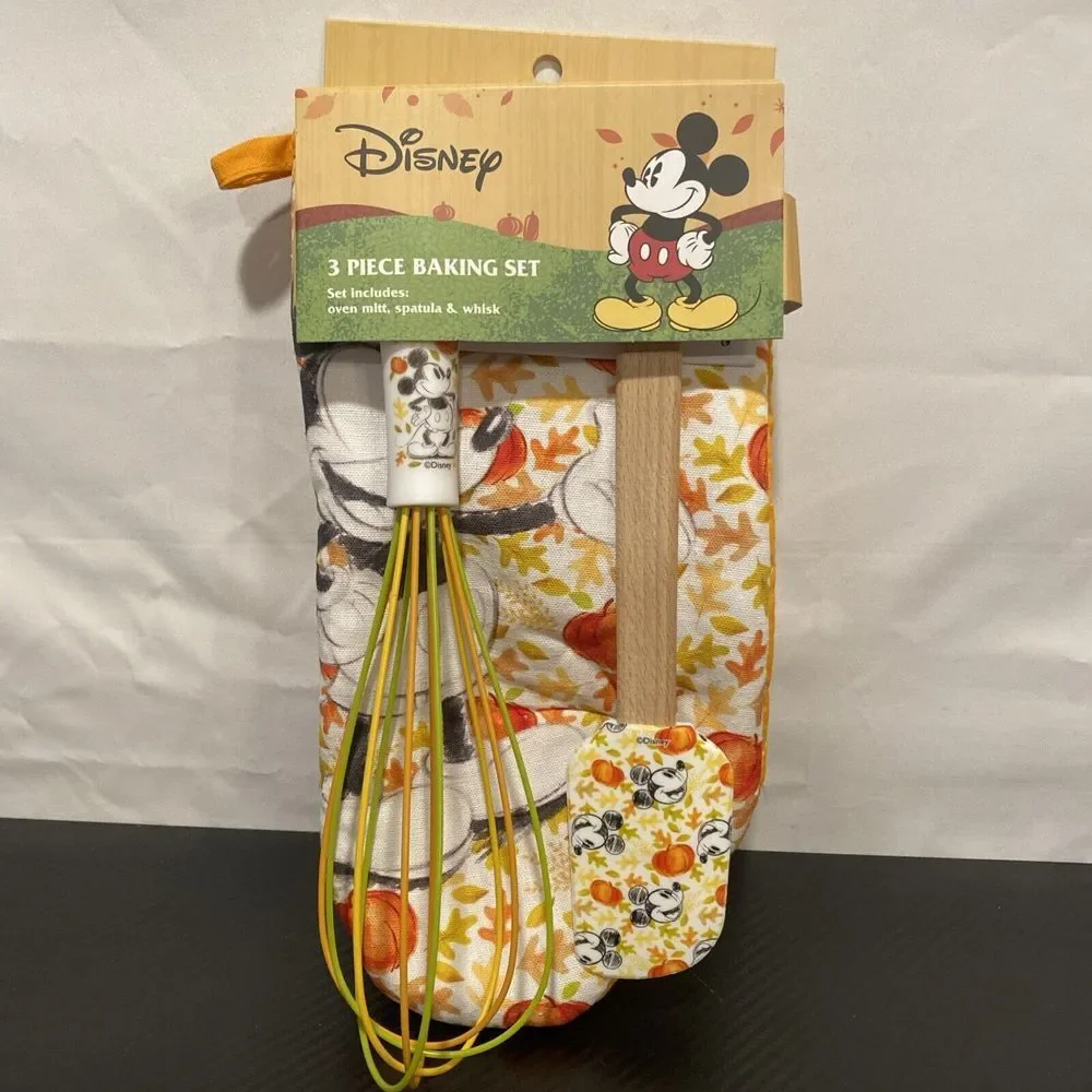 Disney Mickey Mouse FALL Kitchen Set Oven Mitt,‎ Spatula & Whisk 3 Piece Set