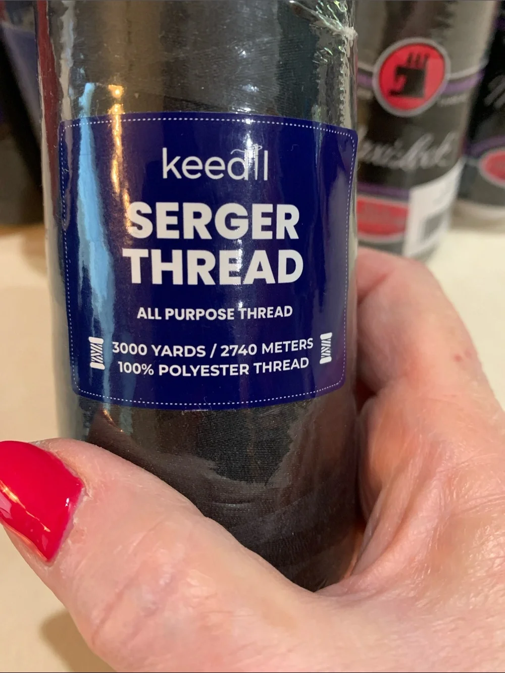 Keedll Maxi-Lock Black Serger Thread. Bundle of 5.
