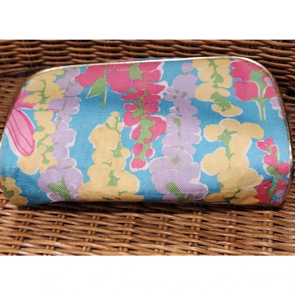 DESIGNER LILLY PULITZER ESTEE LAUDER SMALL COSMETICS BAG ZIPPERED BRIGHT FLORAL‎