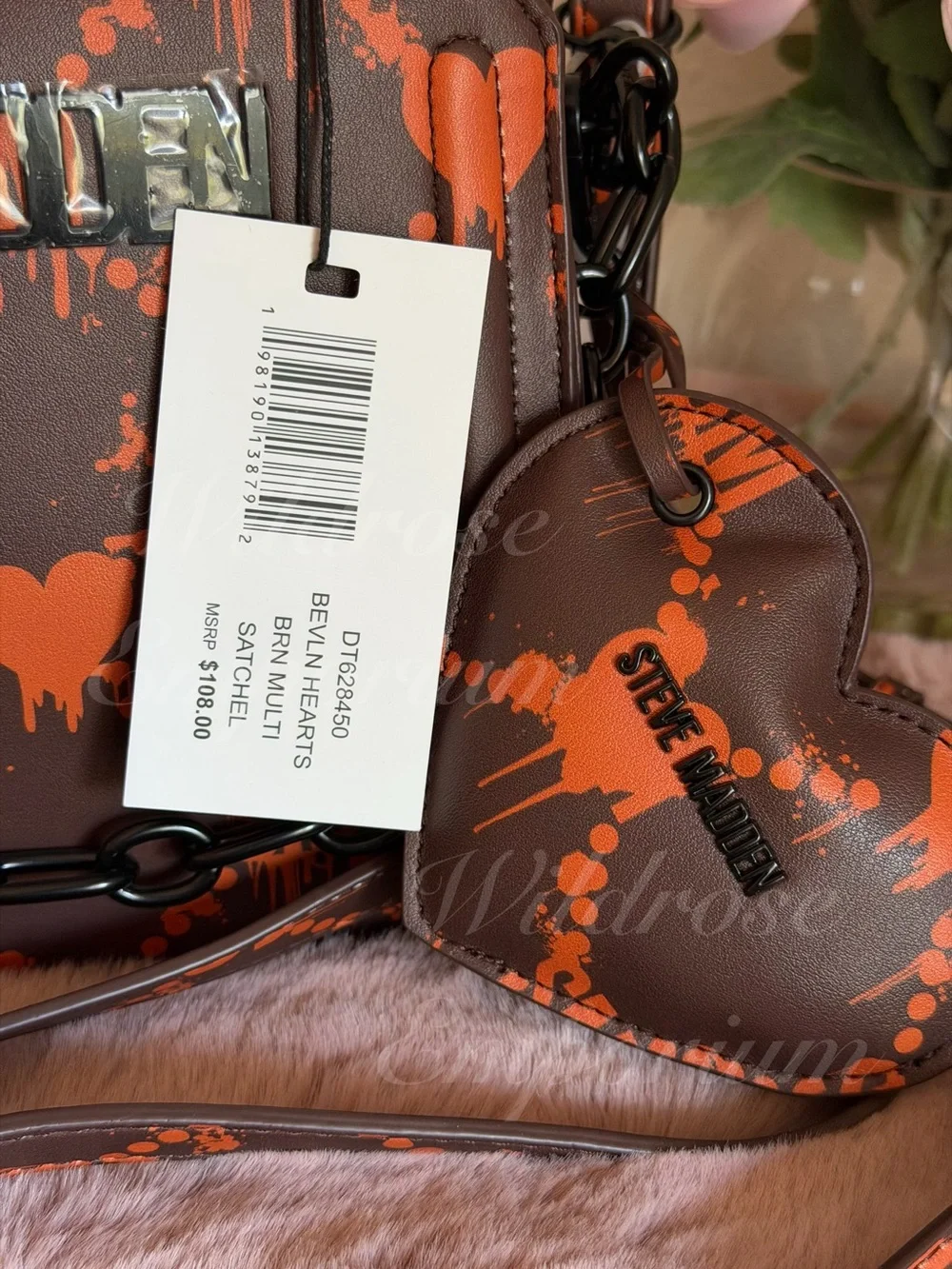 Viral Halloween Steve Madden Bevelyn Dripping Bleeding Hearts satchel orange