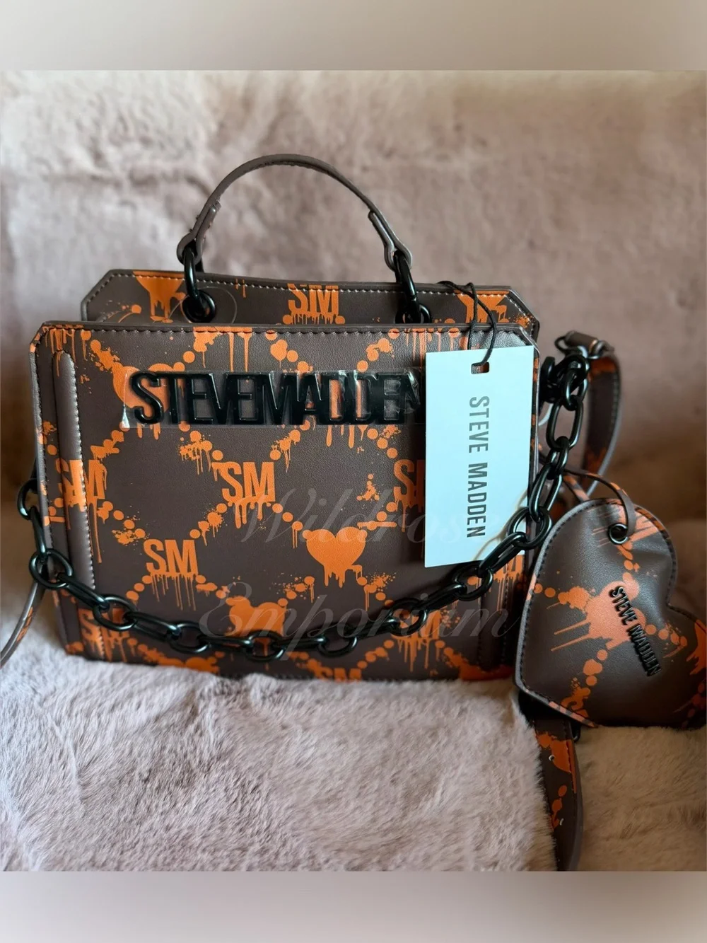 Viral Halloween Steve Madden Bevelyn Dripping Bleeding Hearts satchel orange