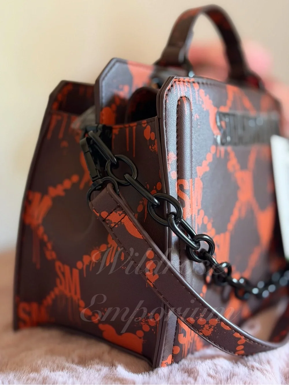 Viral Halloween Steve Madden Bevelyn Dripping Bleeding Hearts satchel orange