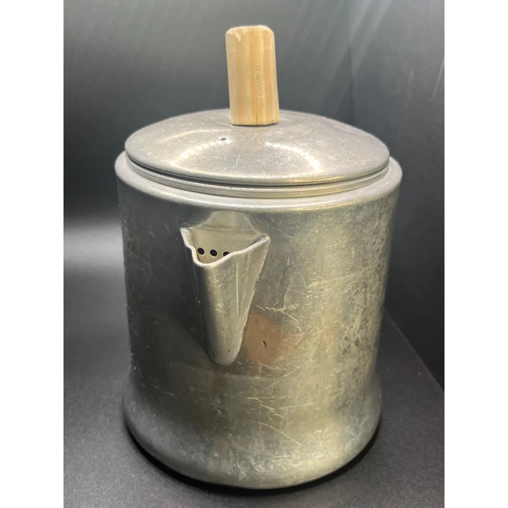 vintage wear-ever aluminum coffee pot no. 3046 • rustic campfire percolator •