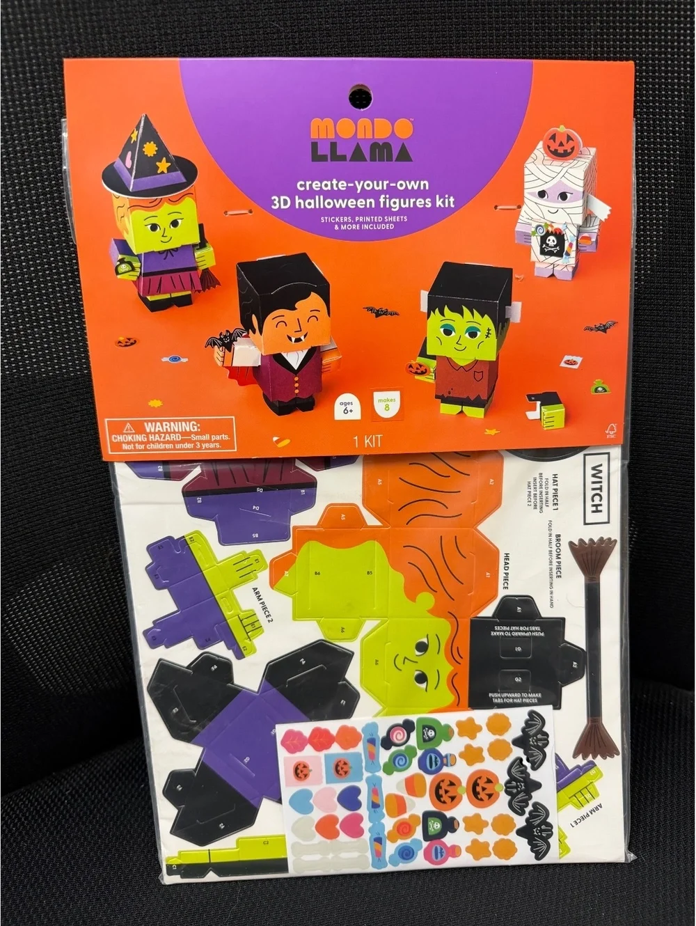 Mondo Llama 3D Halloween Figures Craft Kit Create Your Own Paper Monster 8ct