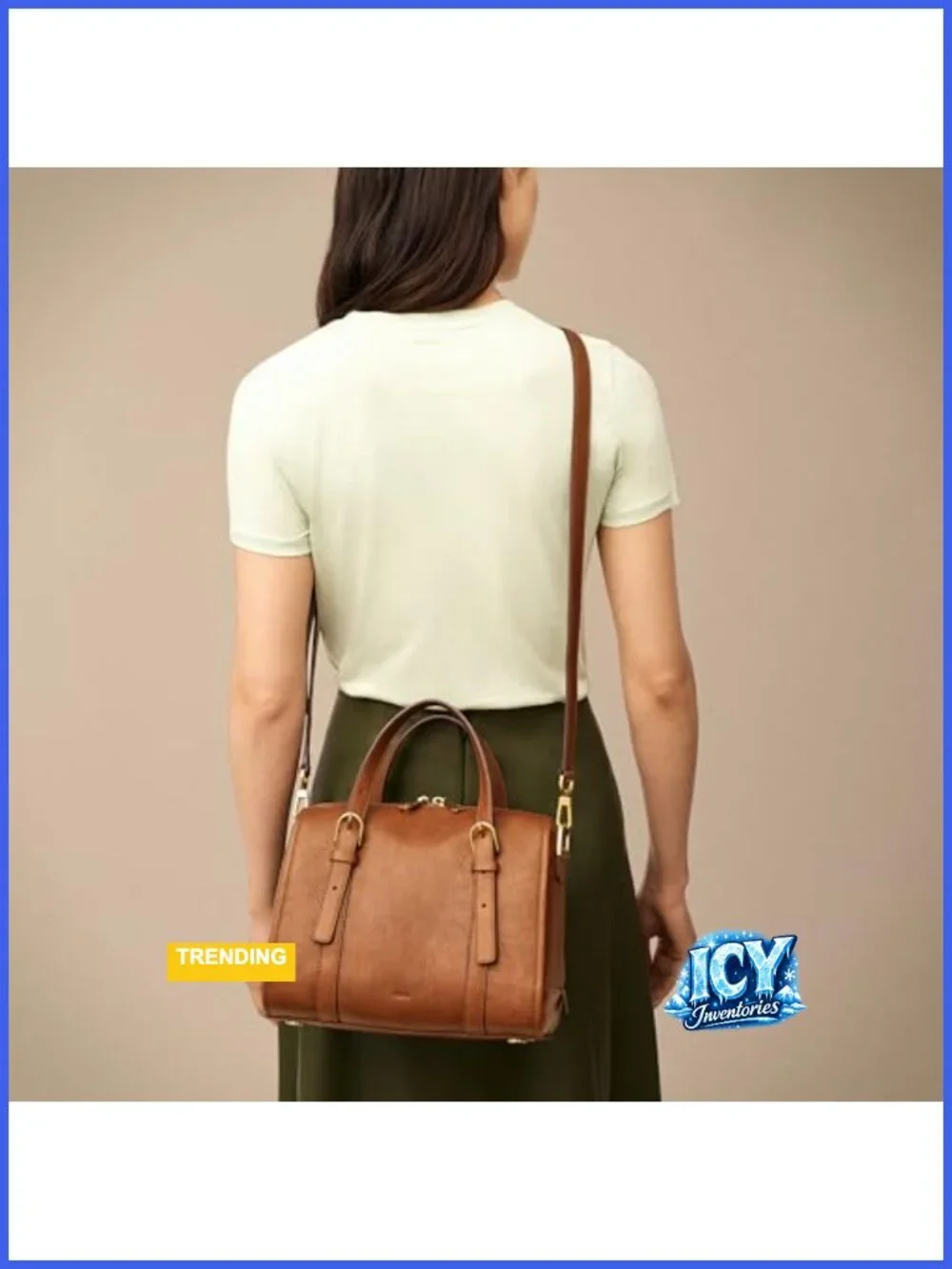 Vintage Carriage Leather Satchel Crossbody Purse Handbag