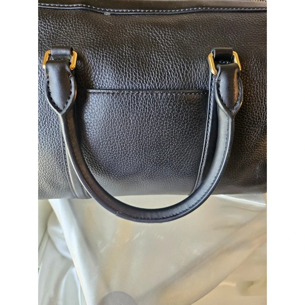 Michael Kors Medium Bedford Black/Gold Pebbled‎ Leather Duffle Satchel Crossbody