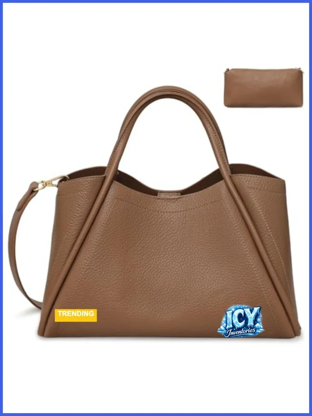 Faux Leather Satchel Crossbody Bag with Adjustable Strap for Women Tablet Purse