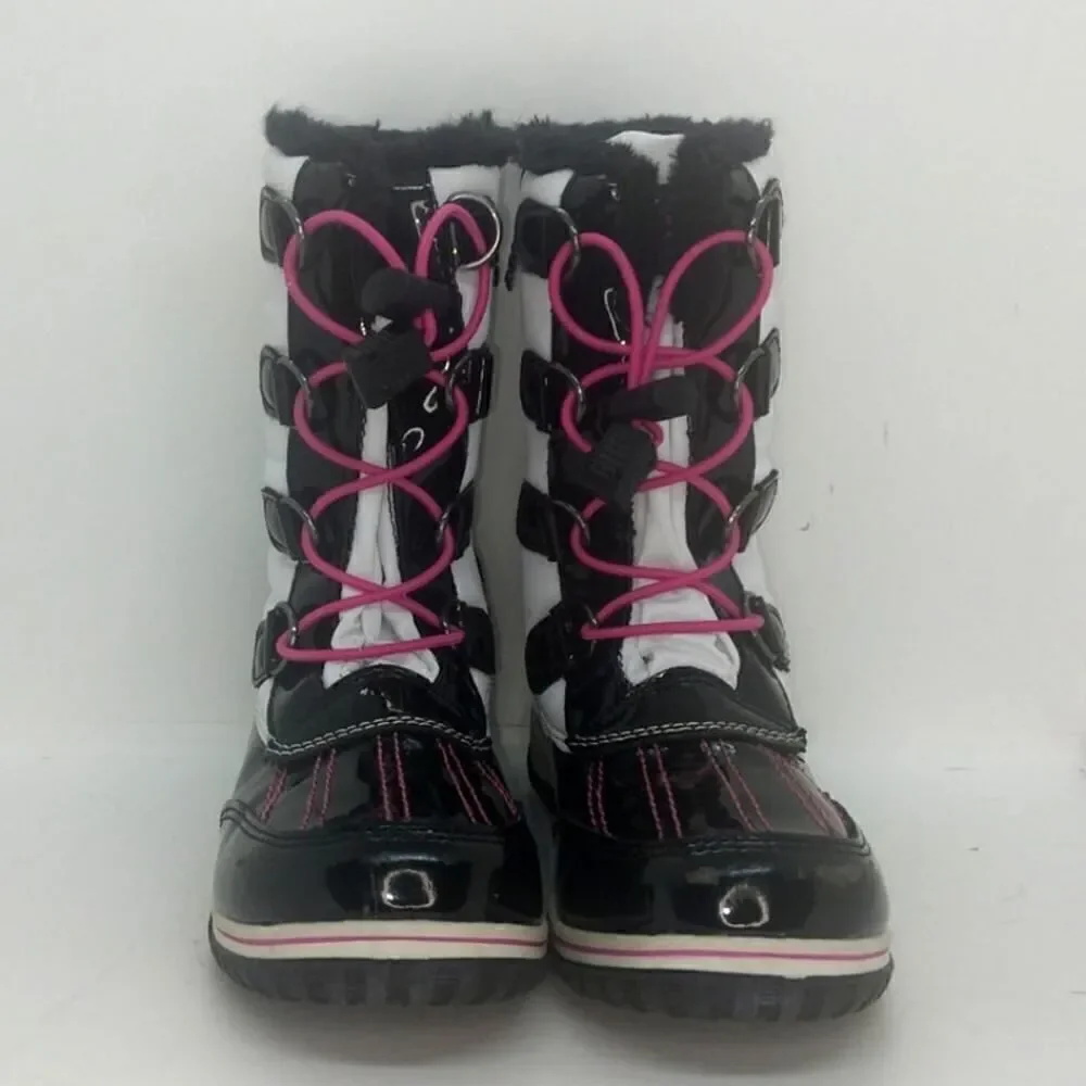 Totes Mackenzie Girls Pre-owned Black & White Weatherproof Winter Boots - sz. 1