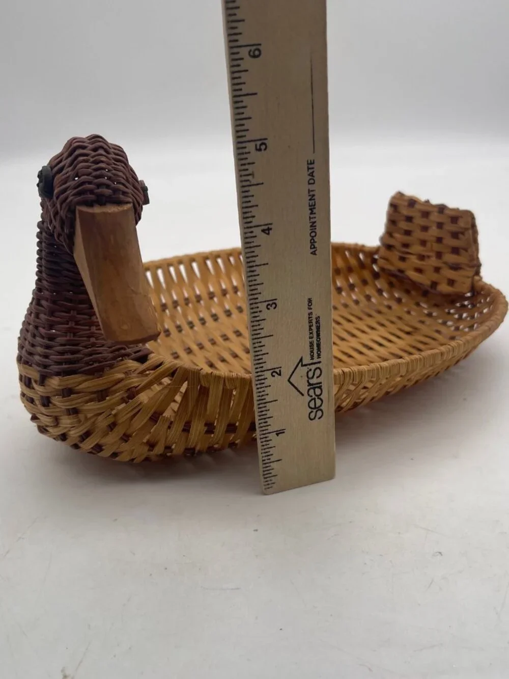 Vintage Brown Wicker Duck-Shaped Oval Decorative Basket 10