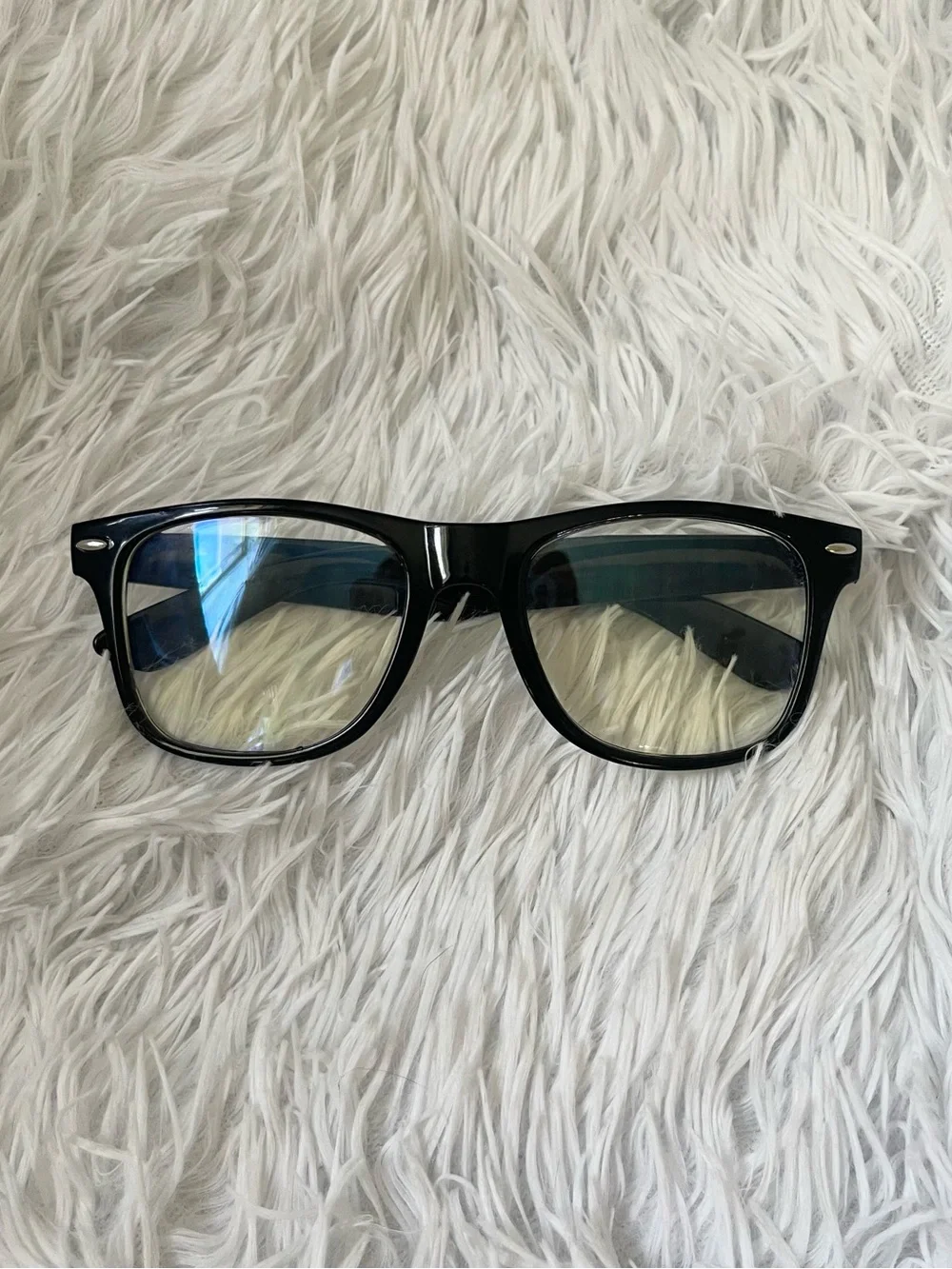 Trendy hipster black framed Blue light clear glasses