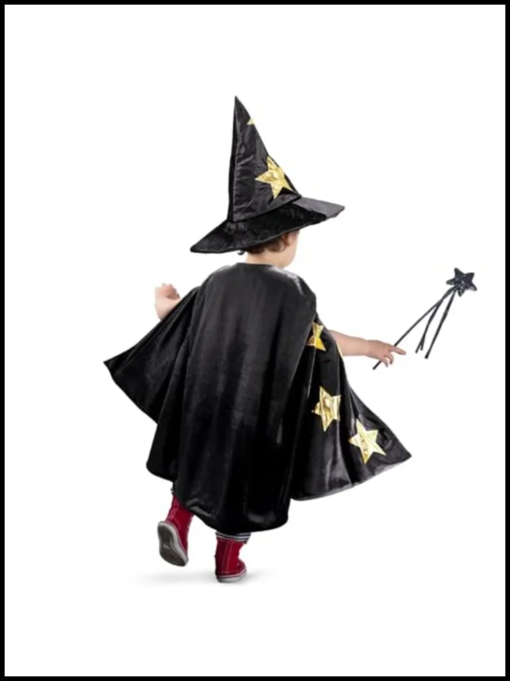 Kids Wizard Cape Costume with Hat and Wand, Halloween Pretend Play Fancy Dress,