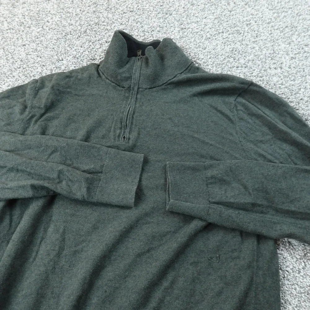 Banana Republic‎ Sweater Mens M Green Cotton Cashmere 1/4 Zip Mock Neck Pullover