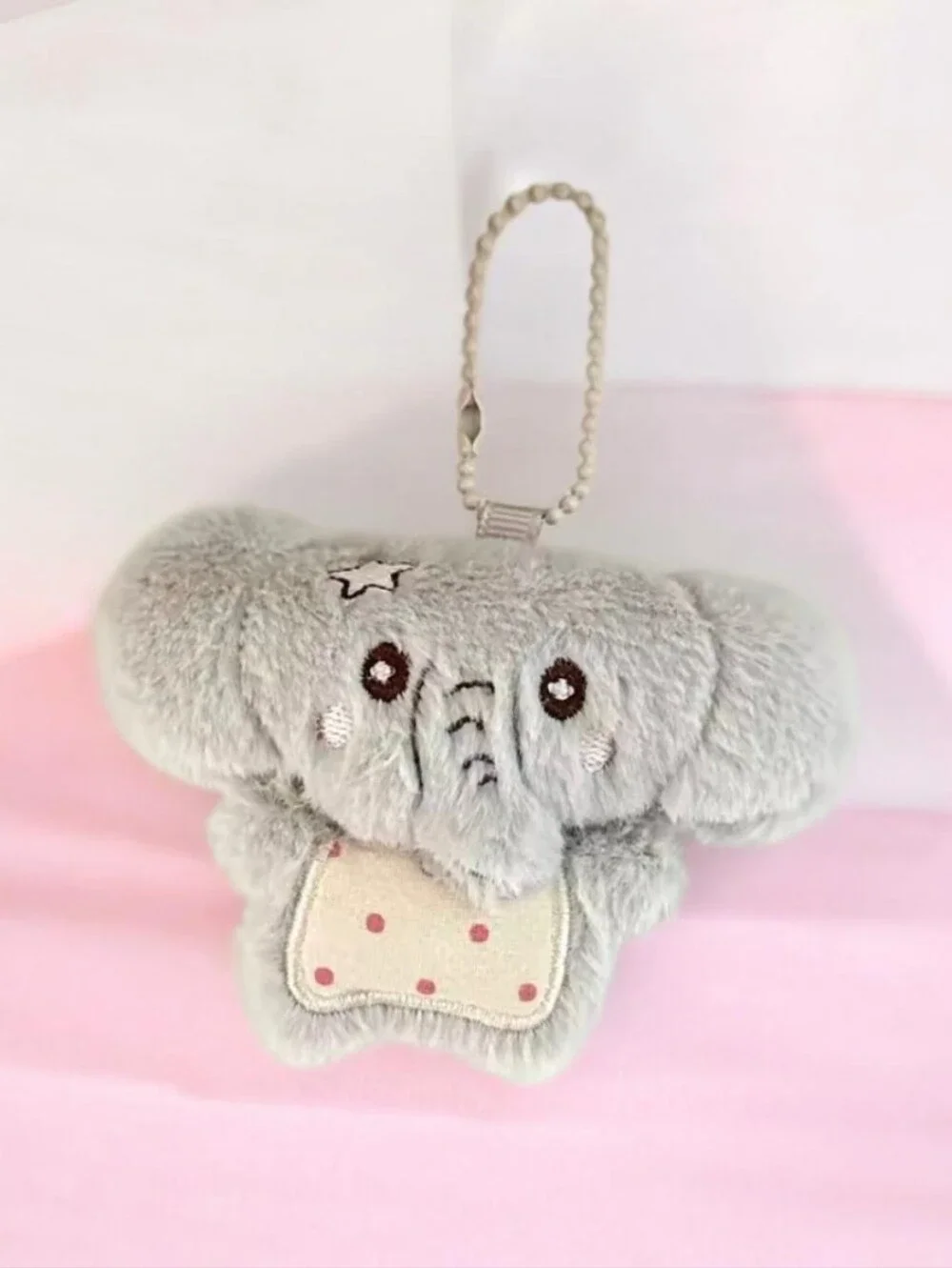 Plush Grey Elephant Keychain Bag Charm