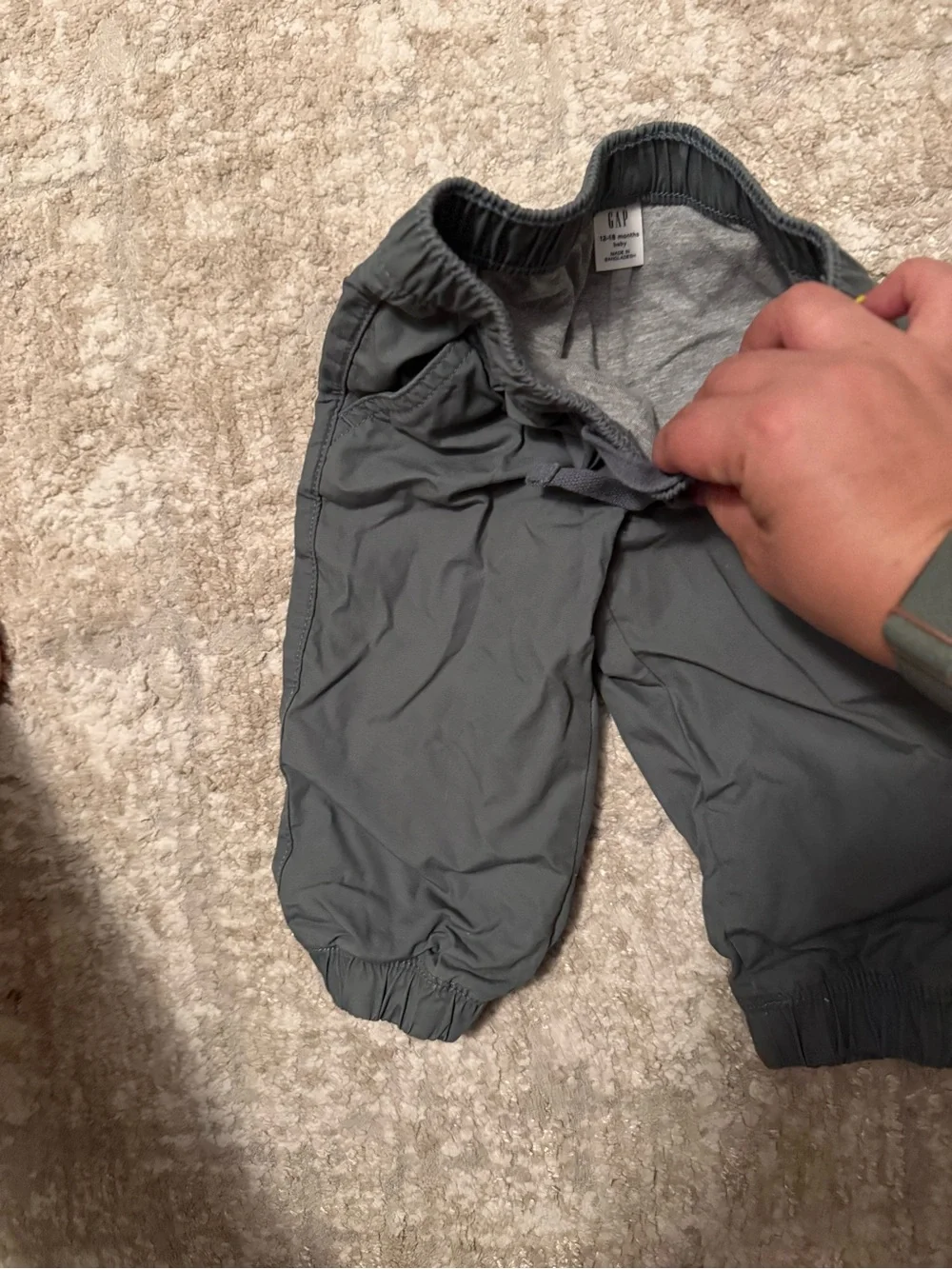 Kids Elastic Waist Jogger Lined Pants - Gray size 12/18M