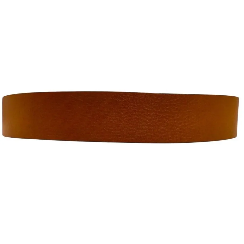 Christian DIOR Cognac Brown Leather D Charm Saddle Belt 85 cm Auth US Medium