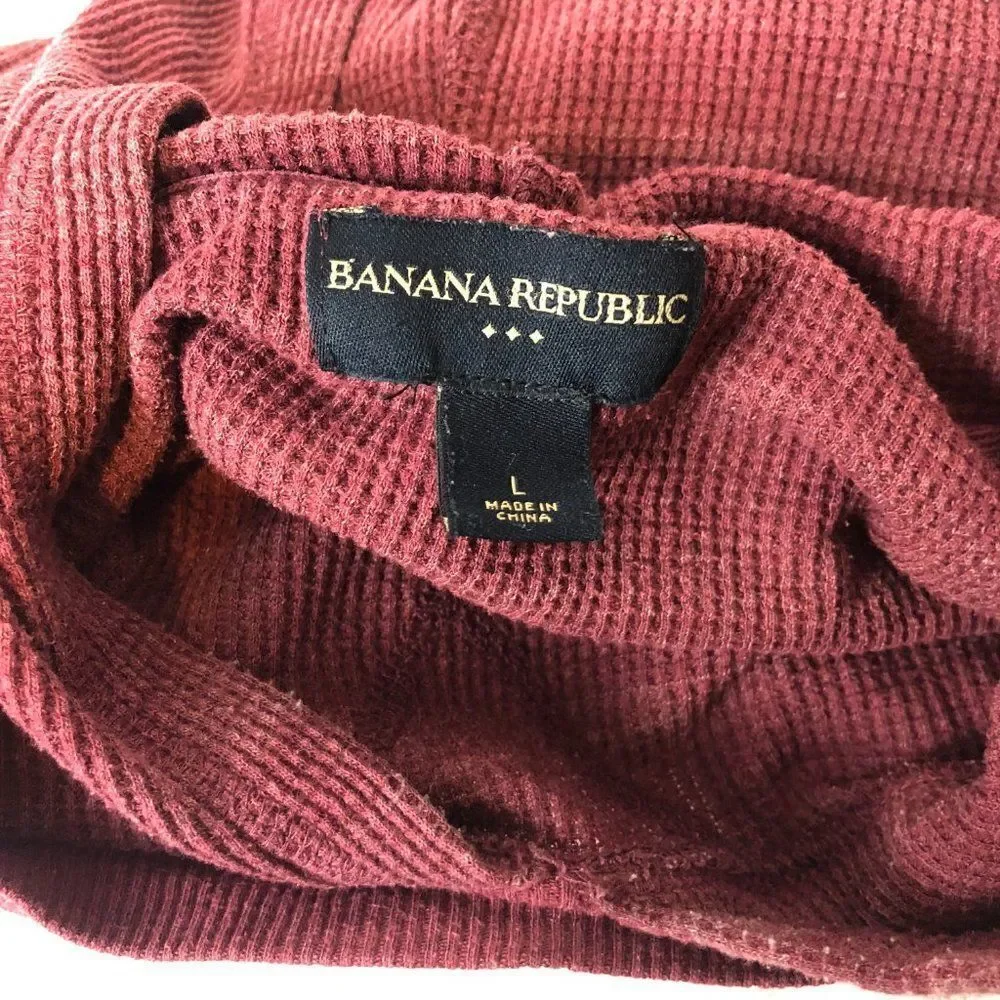 Banana Republic Men's Waffle Knit hooded Long Sleeve shirt Size L