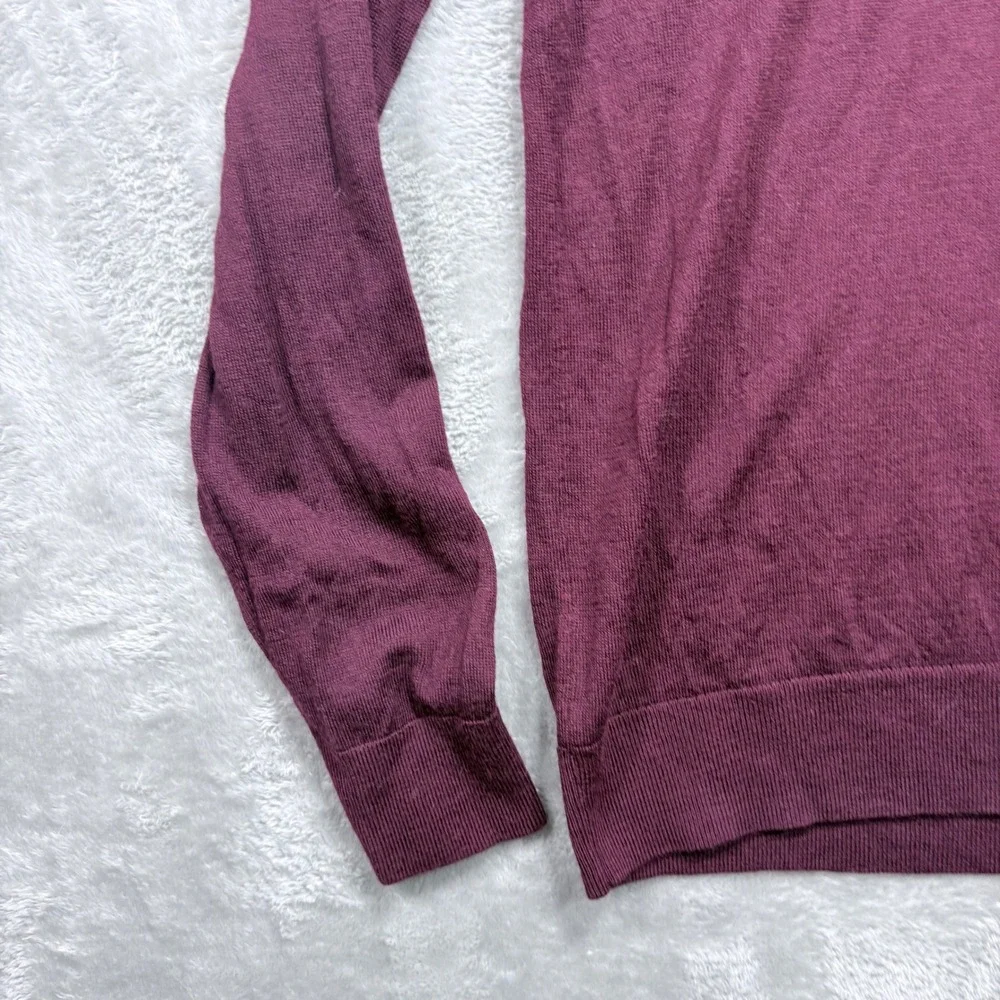 Banana Republic V-Neck Sweater Mens Large Burgundy 100% Merino Wool Long Sleeve