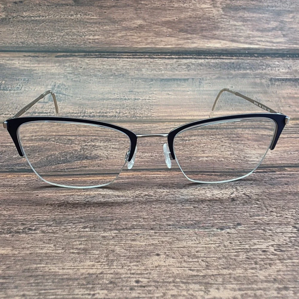 DKNY DK1013 415 Navy Silver Semi Rimless Cat Eye Eyeglass 51 19 135 FRAMES ONLY