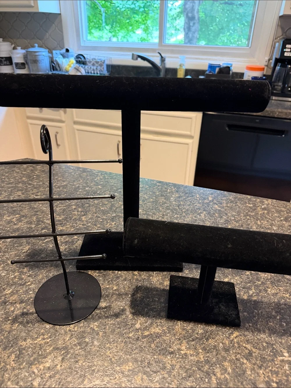 Set of 3 Black Velvet Jewelry Display Set