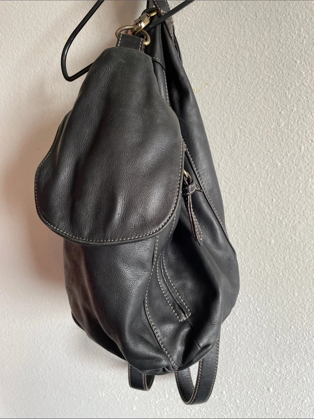 Tignanello- Soft Geniune Black Leather Backpack/Purse