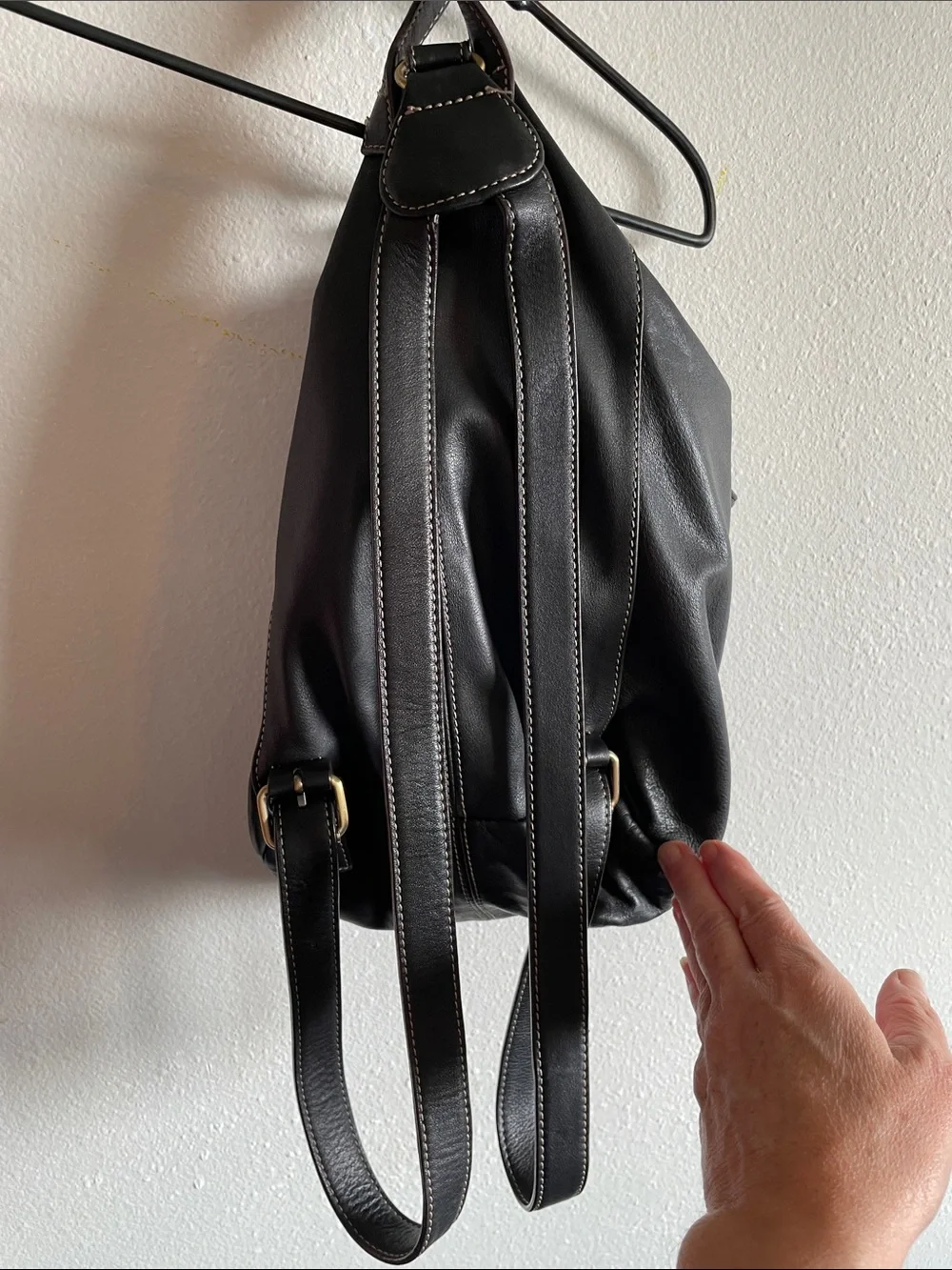 Tignanello- Soft Geniune Black Leather Backpack/Purse