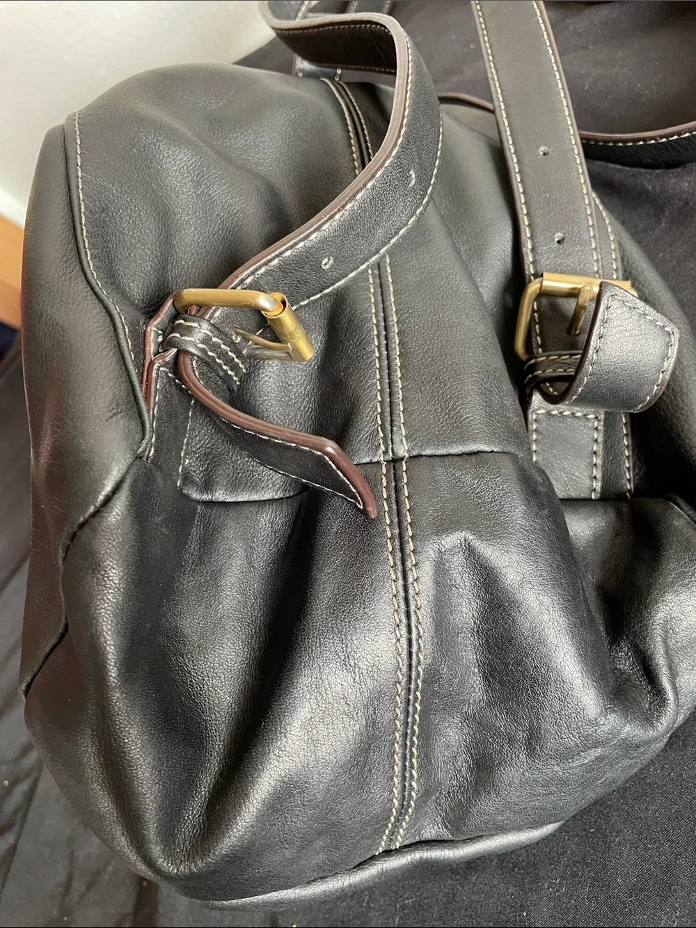 Tignanello- Soft Geniune Black Leather Backpack/Purse
